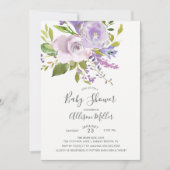 Lavender Floral Baby shower Invitation Kaart (Voorkant)