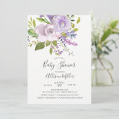 Lavender Floral Baby shower Invitation Kaart (Staand voorkant)