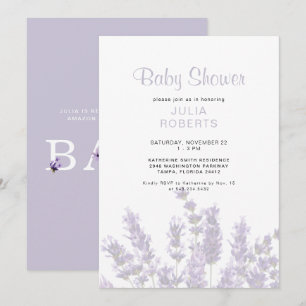 Lavender Floral Baby shower Kaart