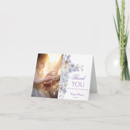 Lavender Floral Baptism Photo Thank You Card Bedankkaart