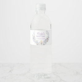 Lavender Floral Baptism Water Bottle Label Waterfles Etiket
