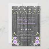 Lavender Floral Barn Wood String Lights Wedding Kaart (Voorkant)