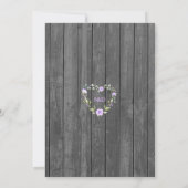Lavender Floral Barn Wood String Lights Wedding Kaart (Achterkant)