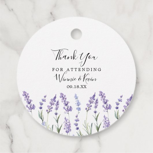 Lavender Floral Bedankjes Labels (Achterkant)