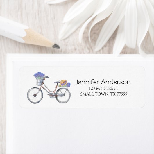 Lavender Floral Bicycle Farmhouse Adres Etiket (Insitu)