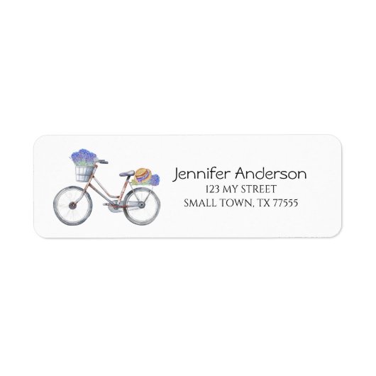 Lavender Floral  Bicycle Farmhouse Adres Etiket (Voorkant)