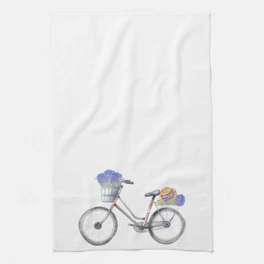 Lavender Floral  Bicycle Farmhouse Theedoek (Verticaal)