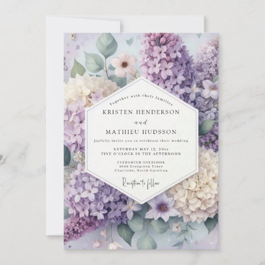 Lavender Floral Bloom Wedding Kaart (Voorkant)