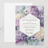 Lavender Floral Bloom Wedding Kaart (Voorkant / Achterkant)