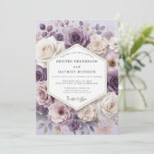 Lavender Floral Blossom Wedding Kaart (Staand voorkant)