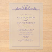 Lavender Floral Border Monogram Weddenschap Acryl Uitnodigingen (Voorkant)