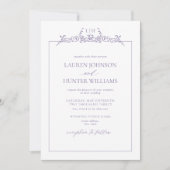 Lavender Floral Border Monogram Weddenschap Kaart (Voorkant)