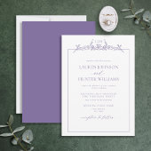 Lavender Floral Border Monogram Weddenschap Kaart