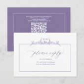Lavender Floral Border Monogram Weddenschap RSVP Kaartje (Voorkant / Achterkant)