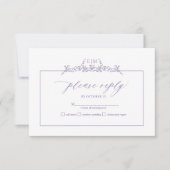 Lavender Floral Border Monogram Wedding RSVP Kaart (Voorkant)