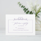 Lavender Floral Border Monogram Wedding RSVP Kaart (Staand voorkant)
