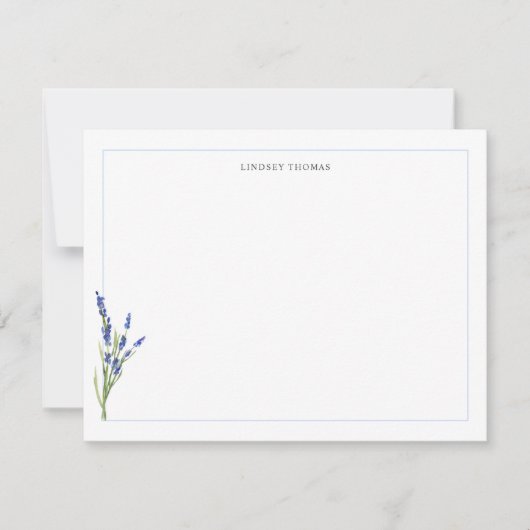 Lavender Floral Border Personalized Stationery Notitiekaartje (Voorkant)