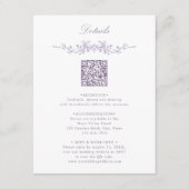 Lavender Floral Border QR Code Wedding Details Informatiekaartje (Voorkant)