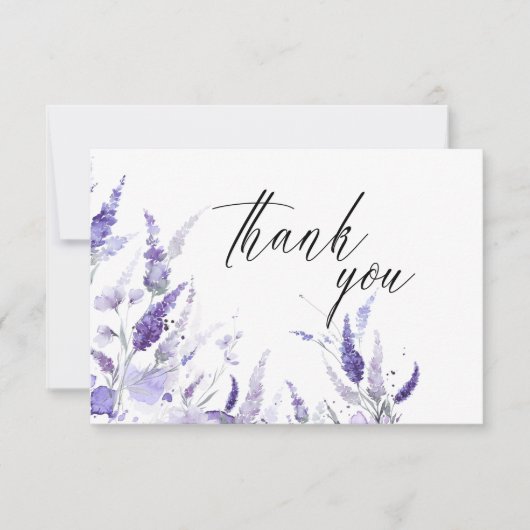 Lavender Floral Botanical Lila Mauve Wedding Bedankkaart (Voorkant)
