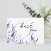 Lavender Floral Botanical Lila Mauve Wedding Bedankkaart (Staand voorkant)
