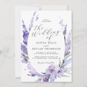 Lavender Floral Botanical Lila Mauve Wedding Kaart (Voorkant)