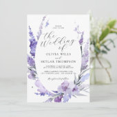 Lavender Floral Botanical Lila Mauve Wedding Kaart (Staand voorkant)