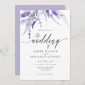 Lavender Floral Botanical Lila Paars bruiloft Kaart (Voorkant / Achterkant)