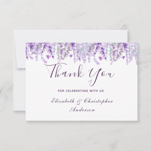 Lavender Floral Botanical Waterverf Wedding Bedankkaart (Voorkant)