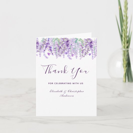 Lavender Floral Botanical Waterverf Wedding Bedankkaart (Voorkant)