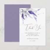 Lavender Floral Botanical Wildflower Boho Wedding Bedankkaart (Voorkant / Achterkant)