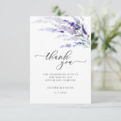 Lavender Floral Botanical Wildflower Lila huwelijk Bedankkaart (Staand voorkant)