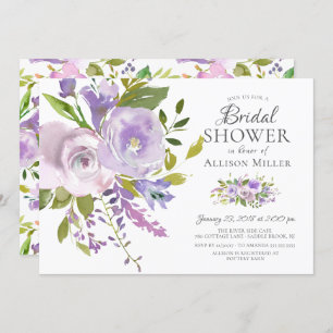Lavender Floral Bridal Shower Invitations Kaart