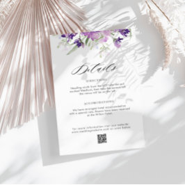 lavender floral bruiloft - huiskaart informatiekaartje