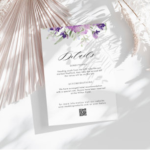 lavender floral bruiloft - huiskaart informatiekaartje
