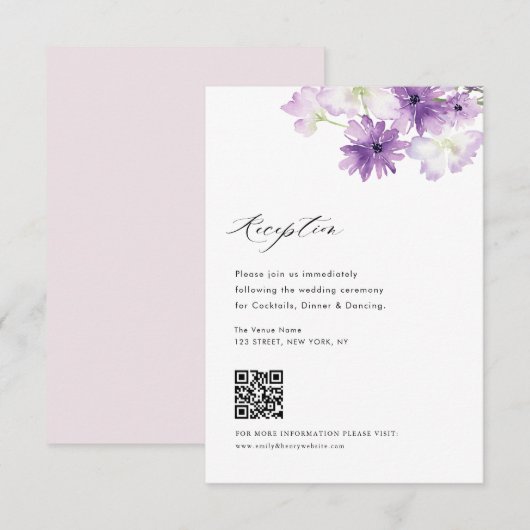 lavender floral bruiloft RSVP kaartje (Voorkant / Achterkant)