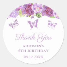 Lavender Floral Butterflies Birthday Party Favor