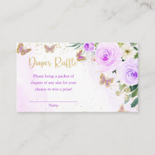 Lavender Floral Butterfly Baby shower Enclosure Ca Informatiekaartje