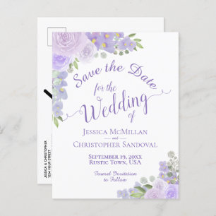 Lavender Floral Calligraphy Wedding Save the Date Aankondigingskaart