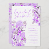Lavender floral casual script vrijgezellenfeest kaart (Voorkant / Achterkant)