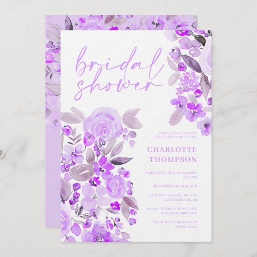 Lavender floral casual script vrijgezellenfeest kaart (Voorkant / Achterkant)