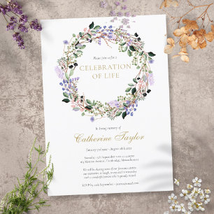 Lavender Floral Celebration of Life Funeral Kaart