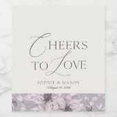Lavender Floral “Cheers to Love” Wedding Wijn Etiket (Enkel label)