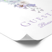 Lavender Floral Cross Baptism Guest Book Sign Poster (Hoek)