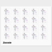 Lavender Floral Cross Baptism Sticker (Vel)