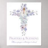 Lavender Floral Cross Baptism Welcome Poster (Voorkant)