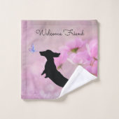 Lavender Floral Dachshund Towel Set Bad Handdoek (Wasdoekje)