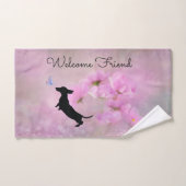 Lavender Floral Dachshund Towel Set Bad Handdoek (Handdoek)