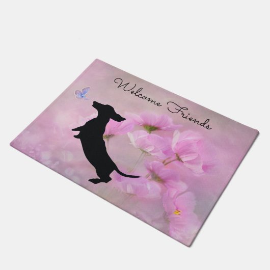 Lavender Floral Dachshund Welkom Deurdeur Deurmat (Schuin)