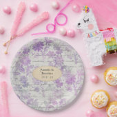 Lavender Floral Damask Wedding Papieren Bordje (Feest)