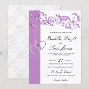 Lavender Floral Design Wedding Invitation Kaart
